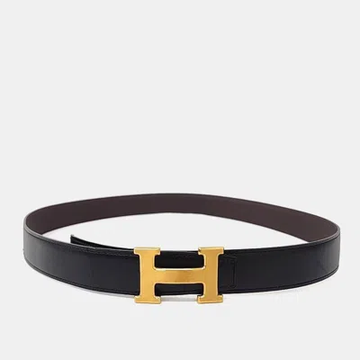 Pre-owned Hermes H Reversible Brown Leather Belt (w)