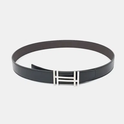 Pre-owned Hermes Hermès H Reversible Dark Chocolate Belt (u) In Brown