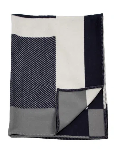 Pre-owned Hermes H Riviera Throw Blanket In Blue