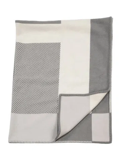 Pre-owned Hermes H Riviera Throw Blanket In Grey