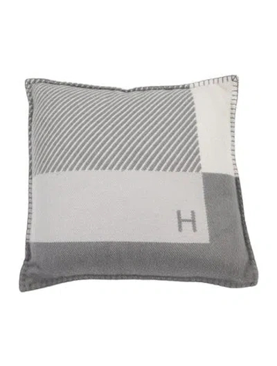 Pre-owned Hermes H Riviera Throw Pillow In Grey