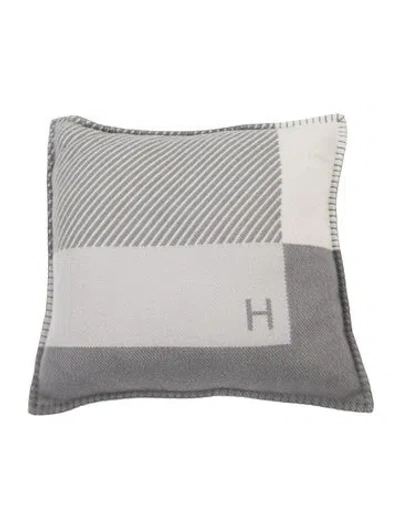 Pre-owned Hermes H Riviera Throw Pillow In Grey