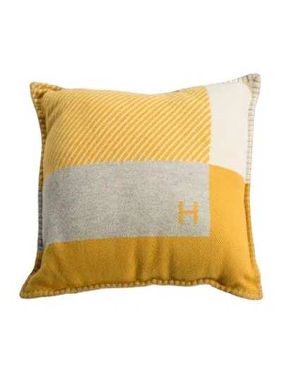 Pre-owned Hermes H Riviera Throw Pillow In Yellow