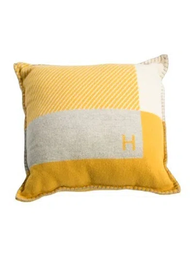 Pre-owned Hermes H Riviera Throw Pillow In Yellow