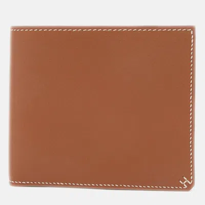 Pre-owned Hermes H Series Gold Evercolor Bi-fold Compact Wallet