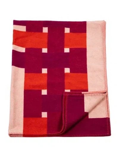 Pre-owned Hermes H Tissage Throw Blanket In Orange/pink