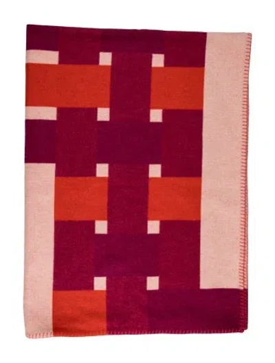 Pre-owned Hermes H Tissage Throw Blanket In Pink