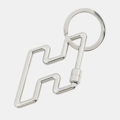 Pre-owned Hermes H To Speed Key Ring Bag Charm Silver Metal