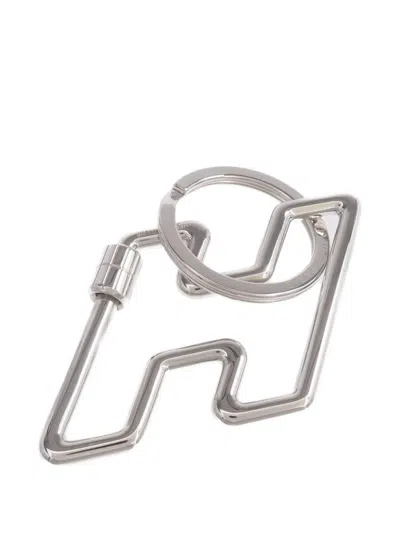 Pre-owned Hermes H Too Speed Key Ring In Silver