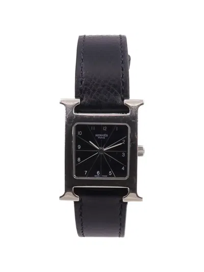 Pre-owned Hermes H Watch 21mm In Black