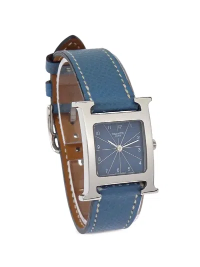 Pre-owned Hermes H Watch 21mm Watch In Blue