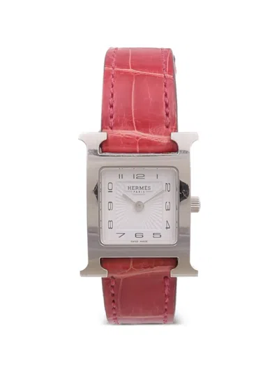 Pre-owned Hermes H Watch 21mm Watch In White