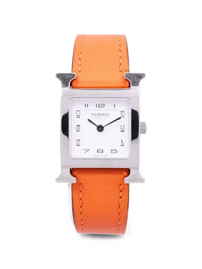 Pre-owned Hermes H Watch 21mm Watch In White