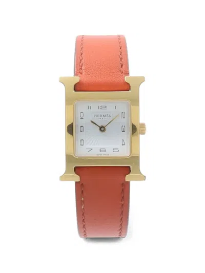 Pre-owned Hermes H Watch 21mm Watch In White
