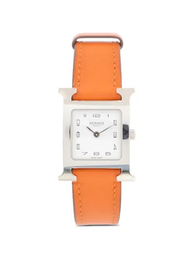 Pre-owned Hermes H Watch 21mm Watch In White