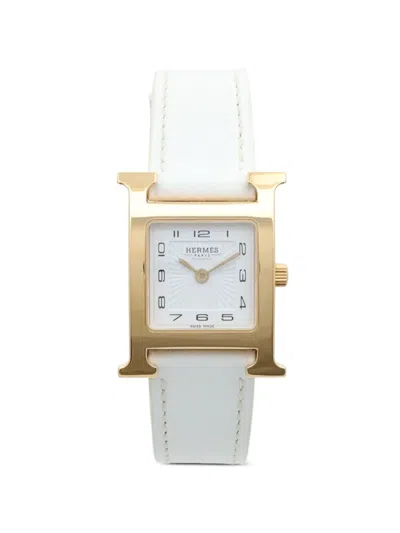 Pre-owned Hermes H Watch 21mm Watch In White