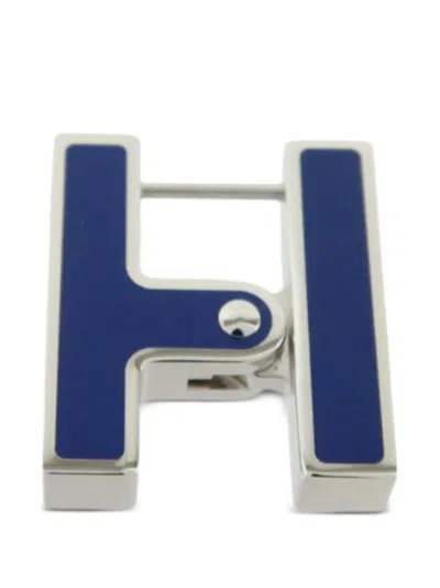 Pre-owned Hermes Habascule Enamel Single Earring In Silver