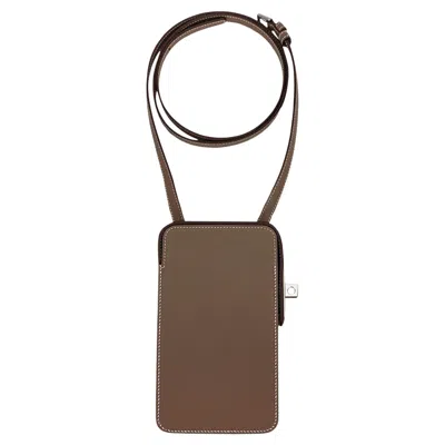 Pre-owned Hermes Hac A Box Limited Edition Phone Case Etoupe Tadelakt Leather Palladium In Brown