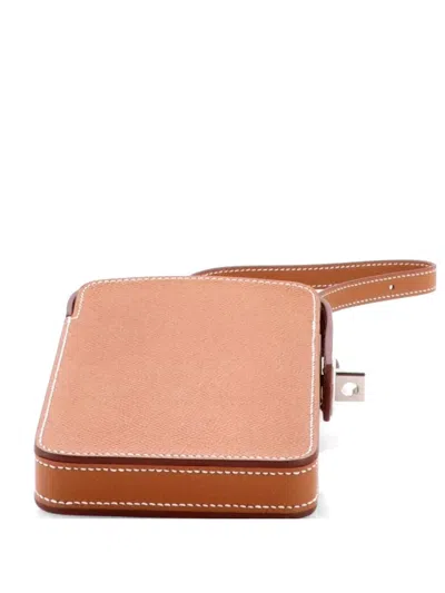 Pre-owned Hermes Hac A Box Phone Case Epsom Clutch Bag In Brown