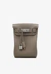 Hermes Hac A Dos Pm Backpack In Etoupe Togo Leather With Palladium Hardware In Brown