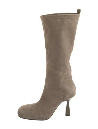 Pre-owned Hermes Halo Suede Boots In Neutrals