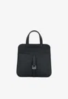 Hermes Halzan 25 In Black Clemence Leather With Palldium Hardware In Black