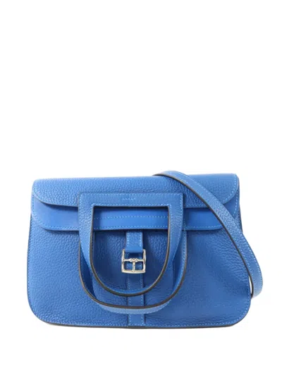 Pre-owned Hermes Halzan 25 Shoulder Bag In Blue