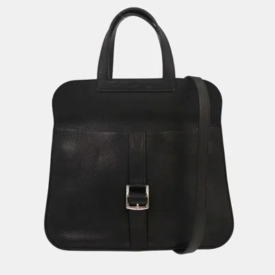 Pre-owned Hermes Halzan 31 2way Black Taurillon Clemence Tote Bag
