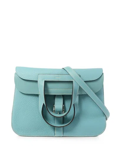 Pre-owned Hermes Halzan 31 Shoulder Bag In Blue