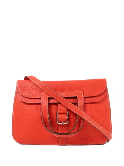 Pre-owned Hermes Halzan 31 Shoulder Bag In Red