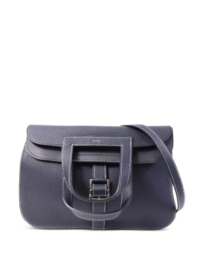 Pre-owned Hermes Halzan 31 Two-way Handbag In Blue