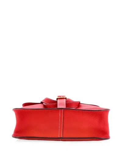 Pre-owned Hermes Halzan Bag Clemence 31 Shoulder Bag In Red