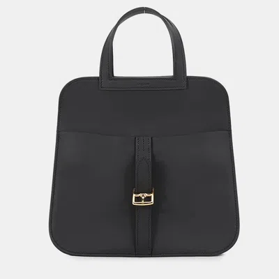 Pre-owned Hermes Halzan Black Swift Leather Size Mini