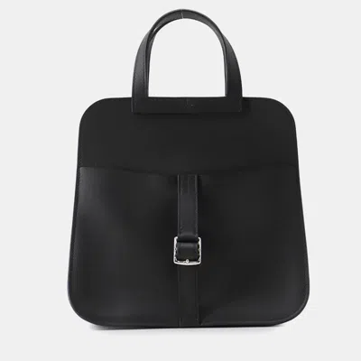 Pre-owned Hermes Halzan Black Swift Leather Size Mini