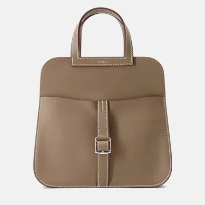 Pre-owned Hermes Halzan Mini Etoupe Swift Leather Bag In Brown