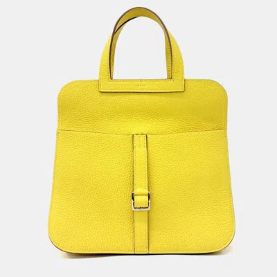 Pre-owned Hermes Halzan Yellow Leather Bag