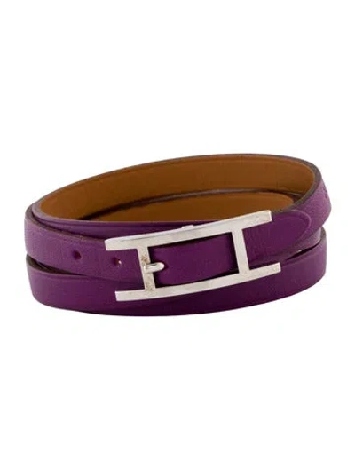 Pre-owned Hermes Hapi 3 Mm Wrap Bracelet In Purple