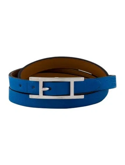 Pre-owned Hermes Hapi 3mm Bracelet In Blue