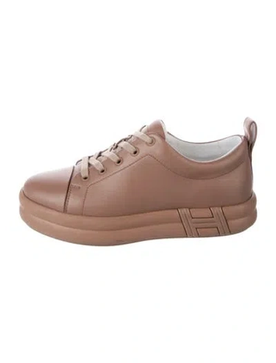 Pre-owned Hermes Happy Sneakers In Brown