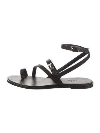 Pre-owned Hermes Harmonie H Logo Gladiator Sandals In Black