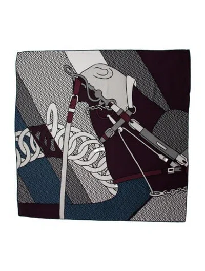 Pre-owned Hermes Harnais De Cabriolet Cashmere Scarf In Purple