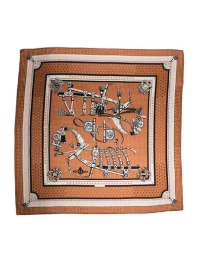 Pre-owned Hermes Harnais De Coeur Cashmere Shawl In Brown