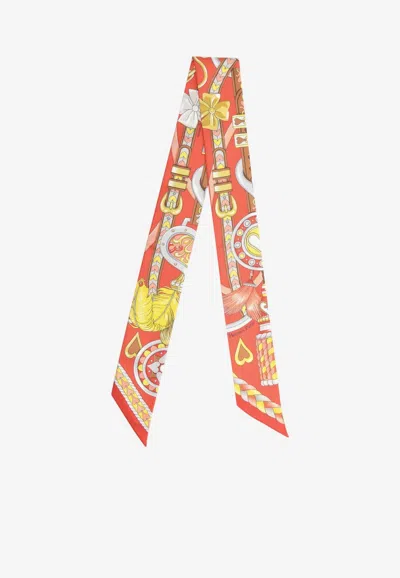 Pre-owned Hermes Harnais De Coeur Silk Twilly