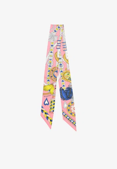Pre-owned Hermes Harnais De Coeur Silk Twilly In Multicolor