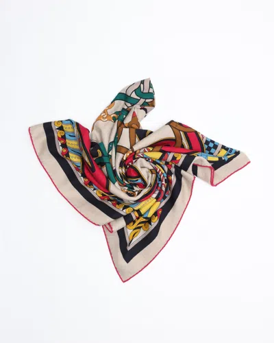 Pre-owned Hermes Hermès Harnais En Rosace Cashmere Silk Scarf