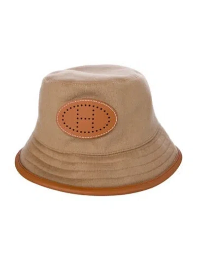Pre-owned Hermes Harper Evelyne Bucket Hat In Brown