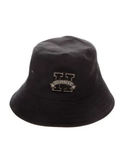 Pre-owned Hermes Harper H Sellier Bucket Hat In Black