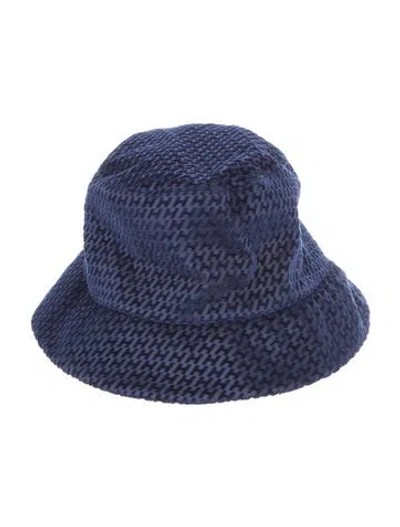Pre-owned Hermes Harper Velvet Bucket Hat In Blue