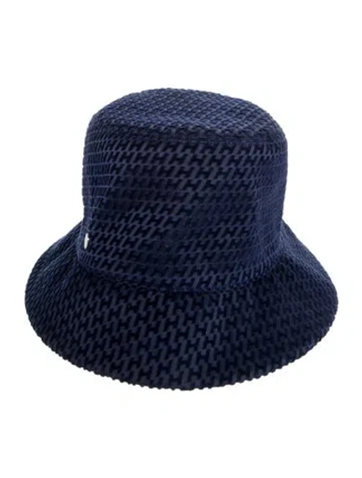 Pre-owned Hermes Harper Velvet Bucket Hat In Blue