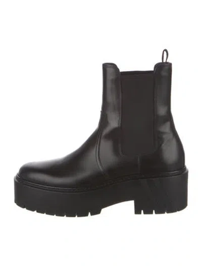 Pre-owned Hermes Harrow H Logo Chelsea Boots In Black